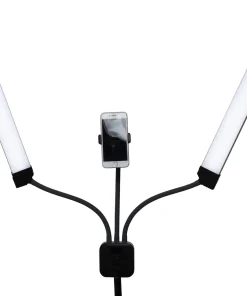 luz de doble brazo con soporte para teléfono