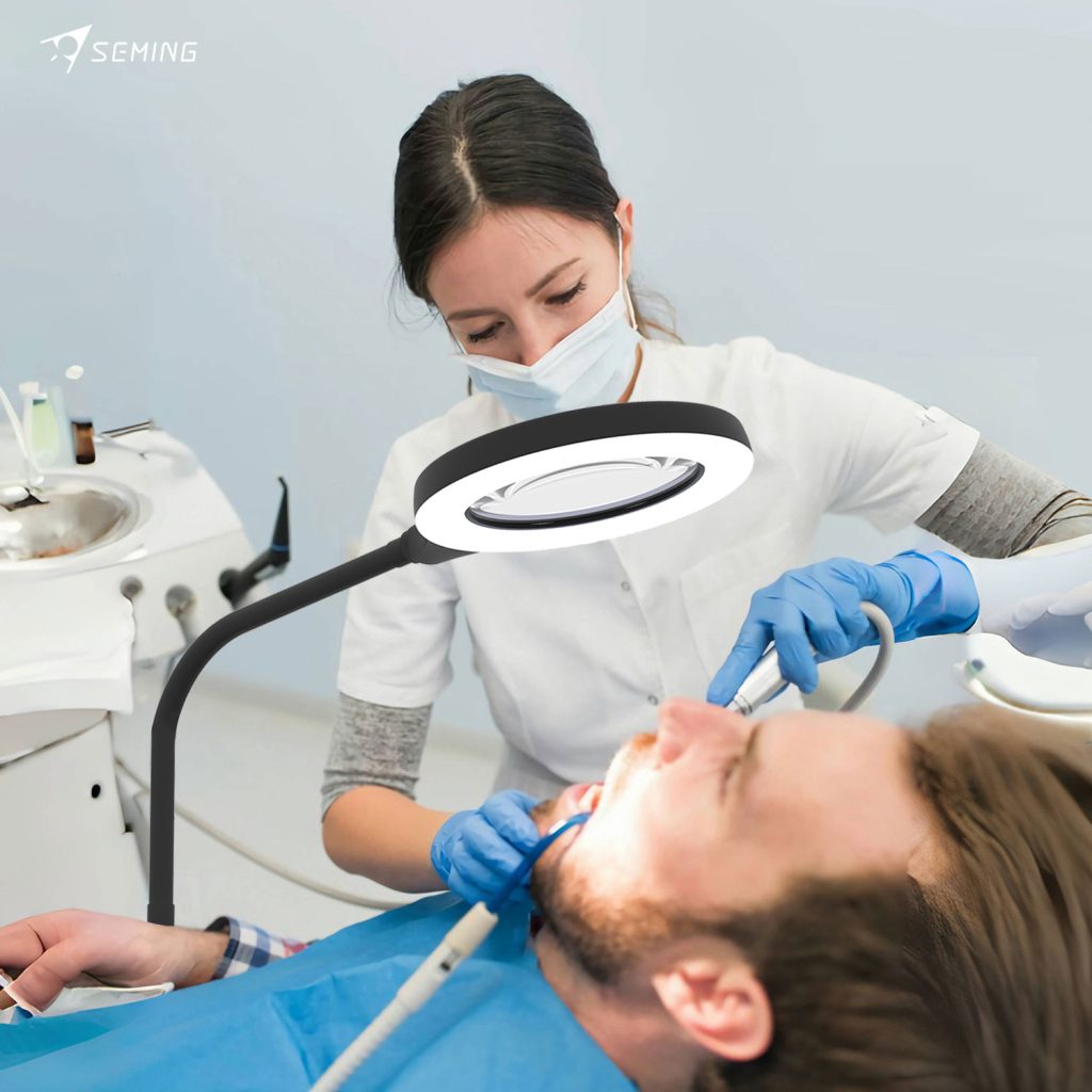 Seming 10 pouces loupe anneau lampe application dentiste