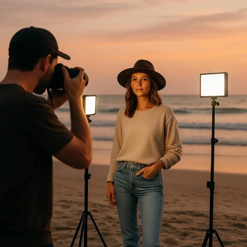 seming camera lights studio outdoor panel light with tripod