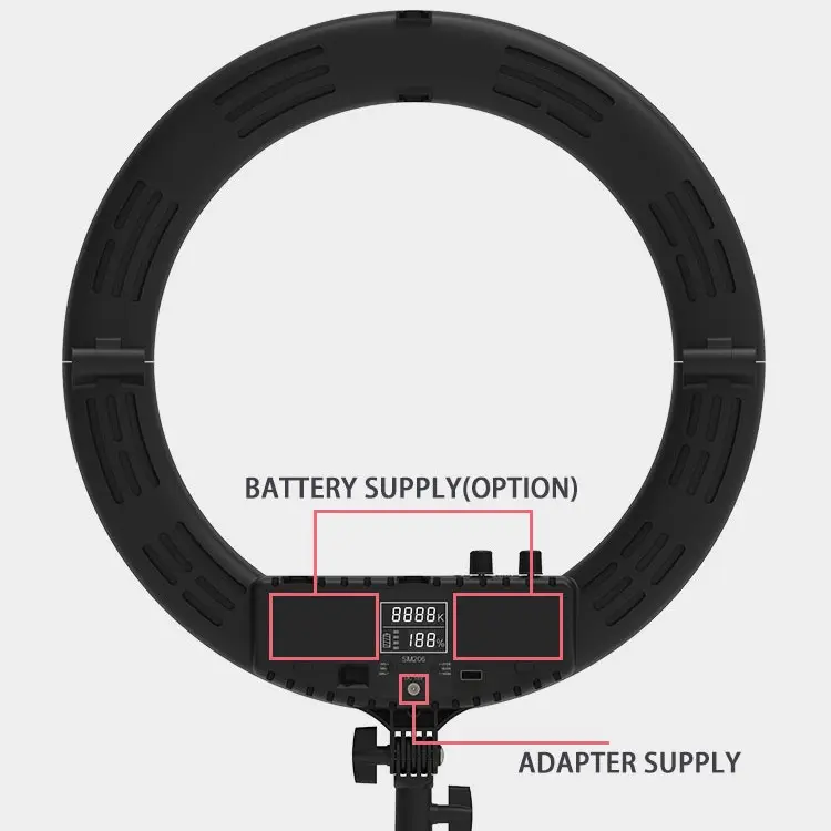SM206 18 inch foldable ring light power supply