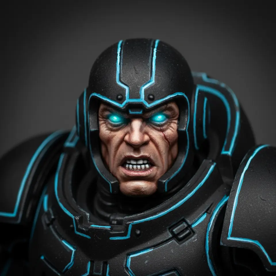 A professionally painted miniature with flawless, bright edge highlights, showcasing the goal of a perfect hobby light.