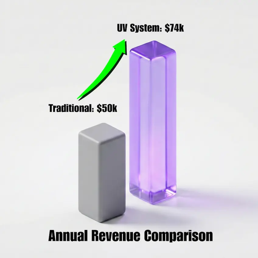 Revenus des cils traditionnels et des cils UV (par an)