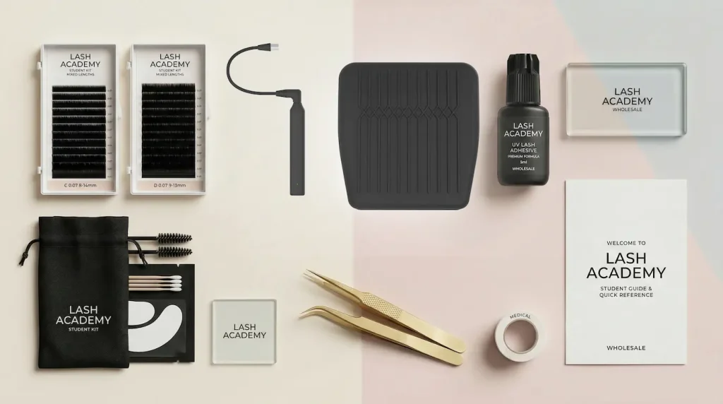 Kits personalizados para estudiantes; kits de pestañas UV al por mayor
