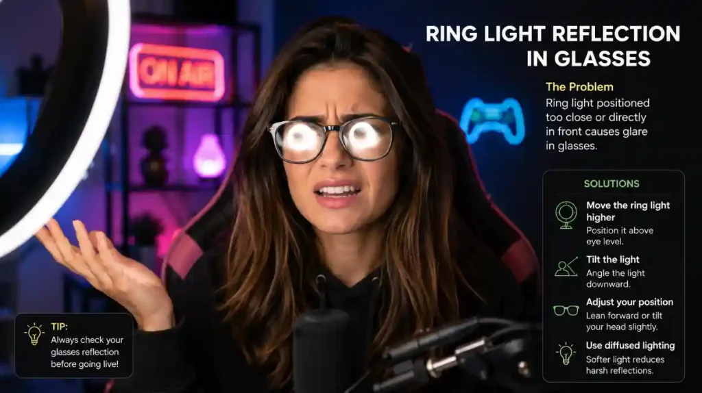 Ring Light Glare on Glasses