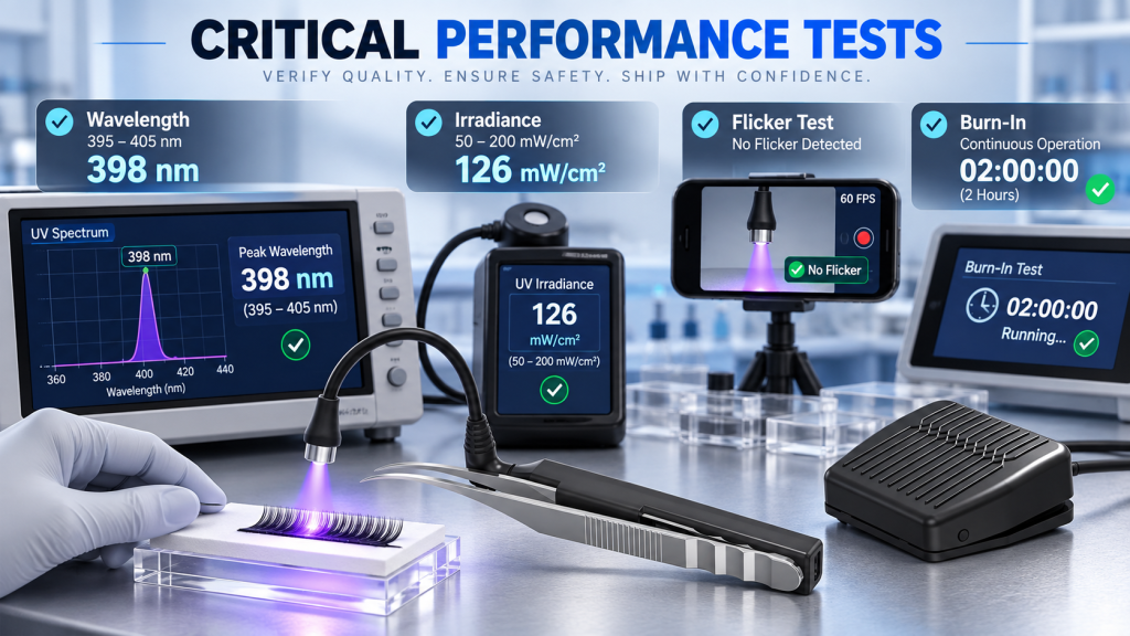 UV lash lights undergo full QC testing